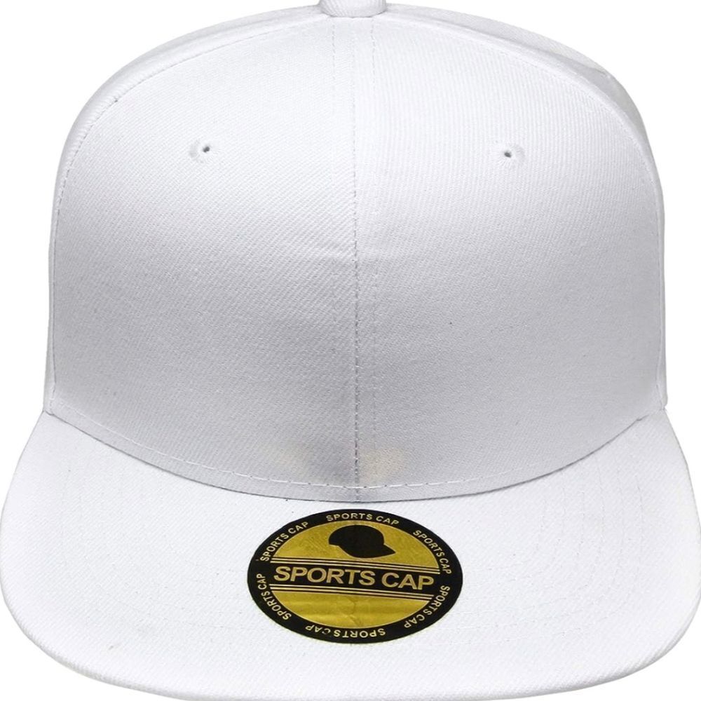 Plain Blank Flat Brim Adjustable Snapback Baseball Cap white